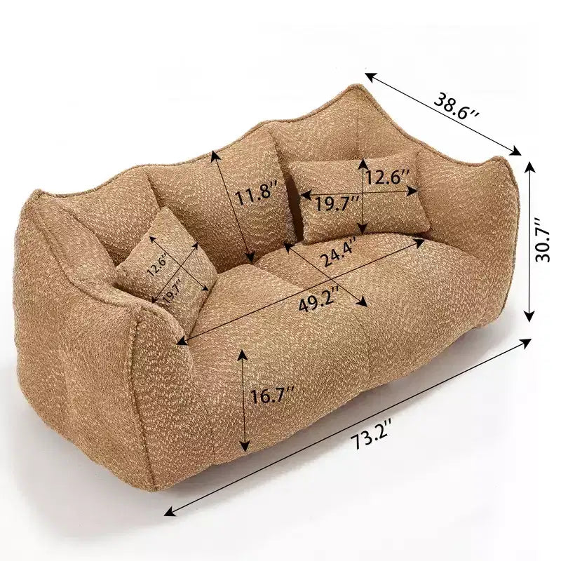 TUYOHW Poltrona Sacco con Braccioli, Divano da Terra in Schiuma ad Alta Resilienza per 2, Comoda Poltrona Divano Lazy per un Salotto Moderno
