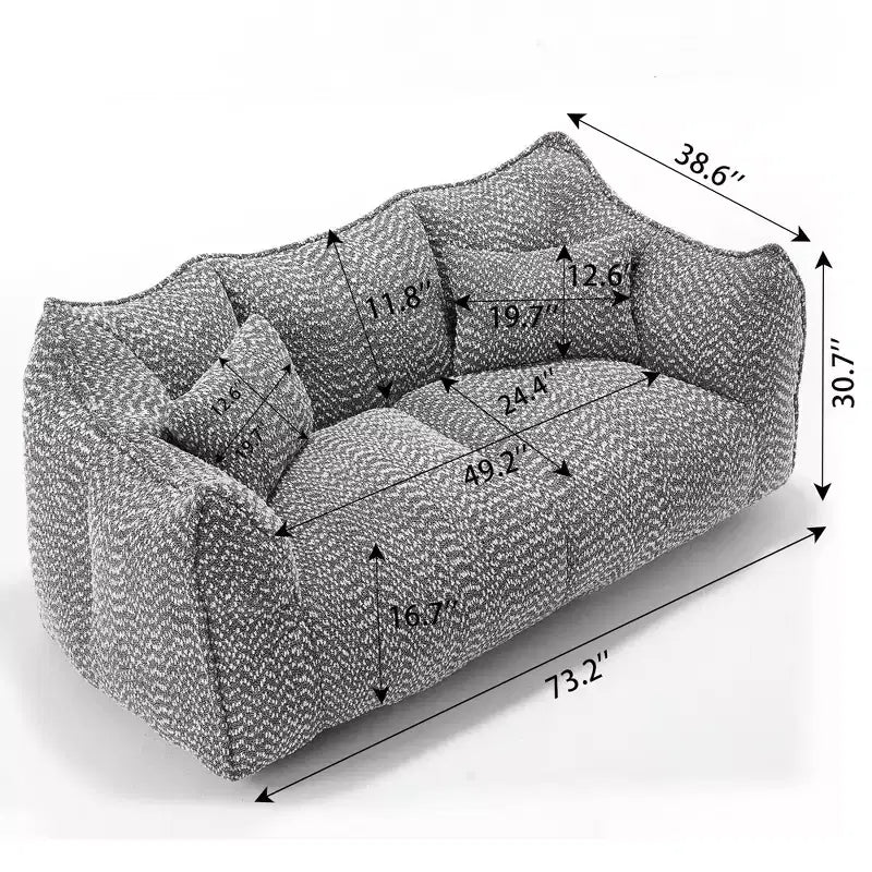 TUYOHW Poltrona Sacco con Braccioli, Divano da Terra in Schiuma ad Alta Resilienza per 2, Comoda Poltrona Divano Lazy per un Salotto Moderno