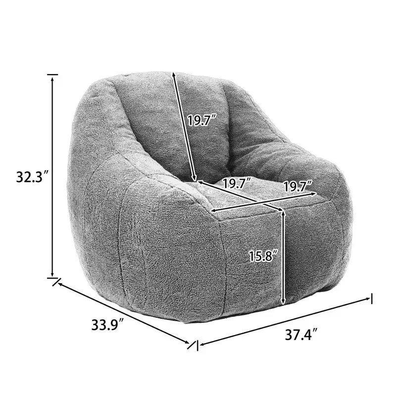 TUYOHW Poltrona Sacco in Tessuto Teddy Peluche, Poltrona da Pavimento in Memory Foam per un Comfort Morbido, Moderna Poltrona Gaming per il Soggiorno