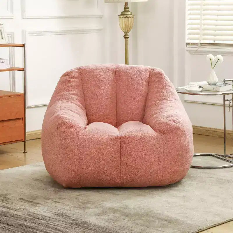 TUYOHW Poltrona Sacco in Tessuto Teddy Peluche, Poltrona da Pavimento in Memory Foam per un Comfort Morbido, Moderna Poltrona Gaming per il Soggiorno