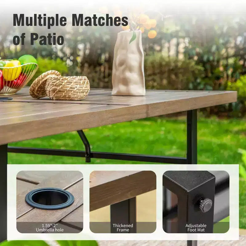 Captiva Designs Set Mobili da Cucina 7 Pezzi con Tavolo da Pranzo Effetto Legno e Sedie in Metallo Imbottite