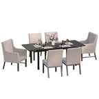 Captiva Designs 7pc Kitchen Furniture Set with Wood-like Dining Table & Cushioned Metal Chairs