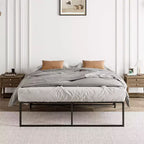 Full Size Metal Platform Bed Frame with Steel Slat Mattress Foundation,Heavy Duty Support,13 Inch Underbed Storage Clearance,Quiet Non-Shaking Design
