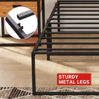Struttura Letto a Piattaforma Matrimoniale in Metallo con Doghe in Acciaio, Supporto Robusto, 33 cm di Spazio Sotto il Letto, Design Silenzioso e Anti-Vibrazione