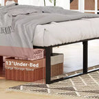 Struttura Letto a Piattaforma Matrimoniale in Metallo con Doghe in Acciaio, Supporto Robusto, 33 cm di Spazio Sotto il Letto, Design Silenzioso e Anti-Vibrazione