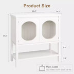 Tavolino Stretto e Lungo con 2 Ante in Vetro - Console da Ingresso e Scaffale per Bar/Caffè per Soggiorno, Ufficio, Corridoio e Divano