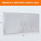 Sportello per Cucina Esterna, 42L x21A in Acciaio Inox, Montaggio a Filo, Impermeabile, Resistente alla Corrosione, con Ventilazione, per Isola/Mobile Barbecue