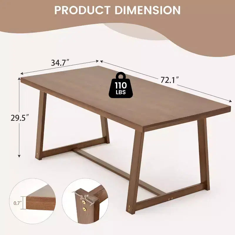 Tavolo da pranzo in legno massiccio EROMMY da 183 cm per 6 persone