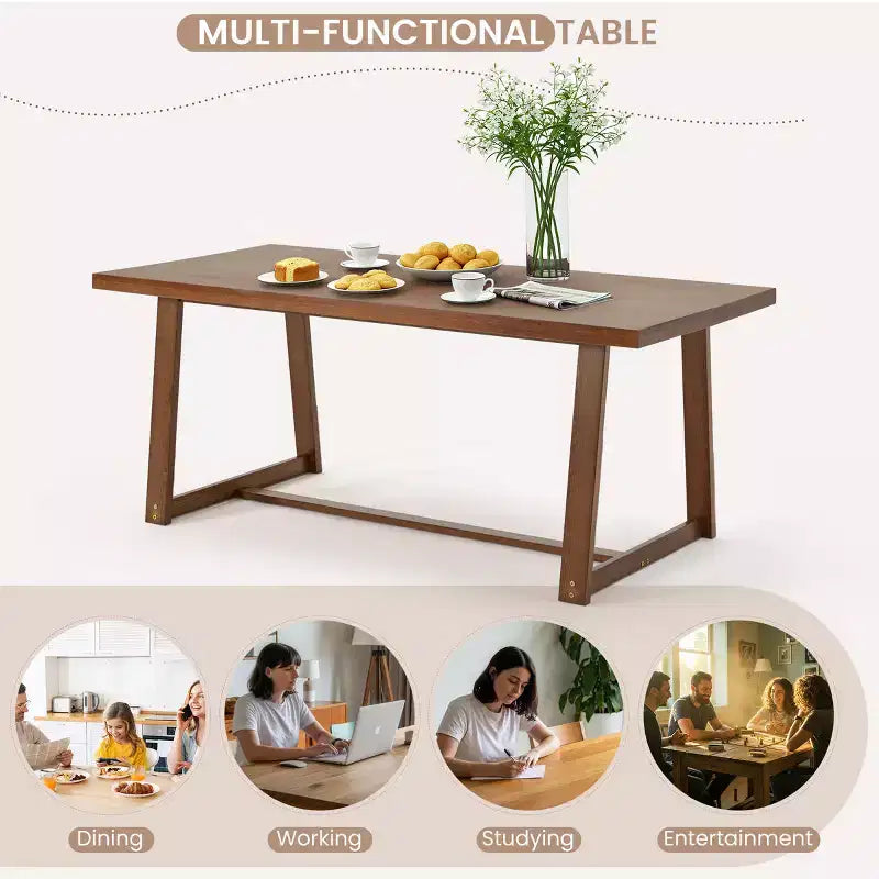 Tavolo da pranzo in legno massiccio EROMMY da 183 cm per 6 persone