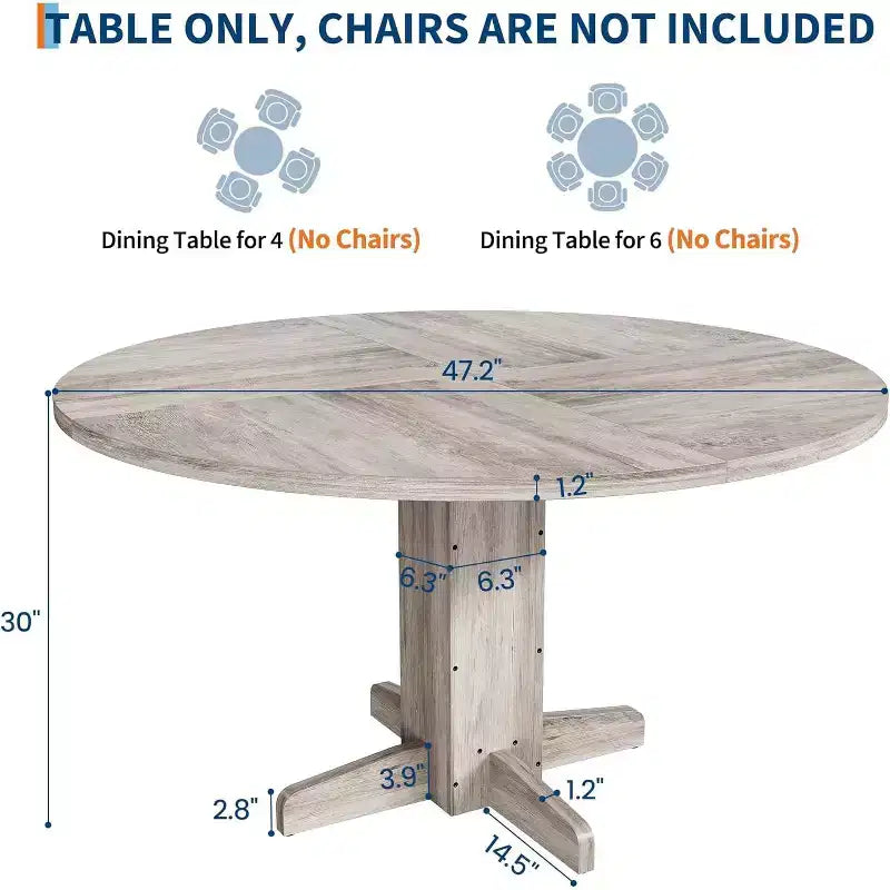 Tavolo da pranzo rotondo nero da 120 cm per 4-6 persone, stile rustico, base robusta a piedistallo, ideale per soggiorno, appartamento, sala da pranzo