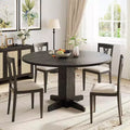 47-Inch Black Round Dining Table for 4-6 C Farmhouse Style C Sturdy Pedestal Base C Ideal for Living Room, Apartment, Dining Room