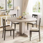 Tavolo da pranzo rotondo nero da 120 cm per 4-6 persone, stile rustico, base robusta a piedistallo, ideale per soggiorno, appartamento, sala da pranzo