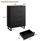 Comodino per Camera da Letto con 4 Cassetti, Comò Alto 105 cm, Mobile Verticale Indipendente con Cassetti e Vano Contenitore, Cassettiera in Legno per Armadio