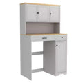 AndMakers 41.34 in. W x 23.54 in. D x 71.65 in. H Antique White Linen Cabinet with Adjustable Shelves