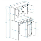AndMakers Mobiletto portabiancheria bianco antico con ripiani regolabili, 105 cm (L) x 60 cm (P) x 182 cm (A)