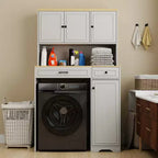 AndMakers Mobiletto portabiancheria bianco antico con ripiani regolabili, 105 cm (L) x 60 cm (P) x 182 cm (A)