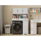 AndMakers Mobiletto portabiancheria bianco antico con ripiani regolabili, 105 cm (L) x 60 cm (P) x 182 cm (A)