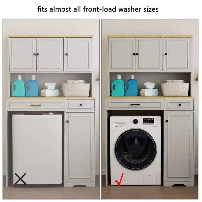 AndMakers Mobiletto portabiancheria bianco antico con ripiani regolabili, 105 cm (L) x 60 cm (P) x 182 cm (A)
