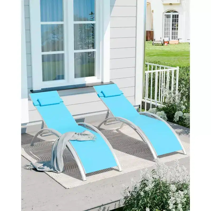 Set di 2 sedie a sdraio da esterno, lettini con schienale regolabile, sedie reclinabili per prendere il sole per giardino, balcone, spiaggia