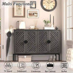 Mobile credenza contenitore con 4 ante vuote, mobile credenza moderno con ripiani regolabili e maniglie in metallo, credenza per soggiorno blu navy