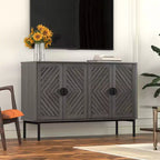 Mobile credenza contenitore con 4 ante vuote, mobile credenza moderno con ripiani regolabili e maniglie in metallo, credenza per soggiorno blu navy