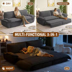Divano letto convertibile 3 in 1 Queen Size con cuscini e struttura estraibile, divano letto moderno in velluto a coste per soggiorno o camera degli ospiti - Panipeachy