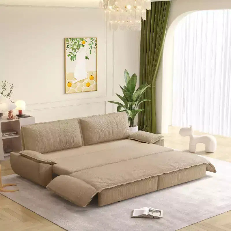 Divano letto convertibile 3 in 1 Queen Size con cuscini e struttura estraibile, divano letto moderno in velluto a coste per soggiorno o camera degli ospiti - Panipeachy