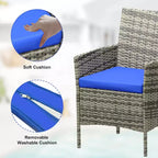 COZONY Set da 3 pezzi per patio esterno, 2 sedie in vimini di PE con tavolo da caffè in vetro e cuscino spesso per balcone, piscina, portico, cortile