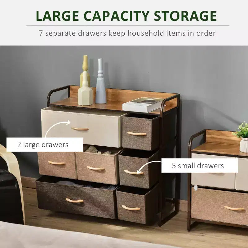 Organizzatore portaoggetti a 3 ripiani per camera da letto e ingresso, cassettiera a 7 cassetti con struttura in acciaio per camera da letto