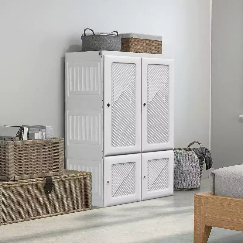 Armadio Portatile, Organizzatore Pieghevole per Vestiti con 6 Scomparti, Ante Magnetiche, Facile Montaggio