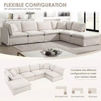 GDFStudio Nelson Moderno Divano Sezionale Modulare a L Fuori Misura in ciniglia da 125,5 cm con Ottomano Mobile