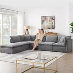 GDFStudio Nelson Moderno Divano Sezionale Modulare a L Fuori Misura in ciniglia da 125,5 cm con Ottomano Mobile