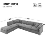 GDFStudio Nelson Moderno Divano Sezionale Modulare a L Fuori Misura in ciniglia da 125,5 cm con Ottomano Mobile