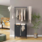Stand appendiabiti con doppio cesto portabiancheria, Organizzatore mobile per vestiti con mensola per camera da letto/lavanderia