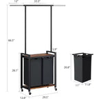 Stand appendiabiti con doppio cesto portabiancheria, Organizzatore mobile per vestiti con mensola per camera da letto/lavanderia