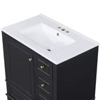 Mobile bagno 30 pollici con lavabo, Mobiletto contenitore da bagno con cassetti e ripiano, Mobile da bagno con lavabo singolo