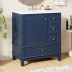Mobile bagno 30 pollici con lavabo, Mobiletto contenitore da bagno con cassetti e ripiano, Mobile da bagno con lavabo singolo