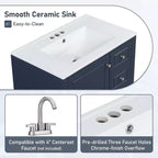 Mobile bagno 30 pollici con lavabo, Mobiletto contenitore da bagno con cassetti e ripiano, Mobile da bagno con lavabo singolo