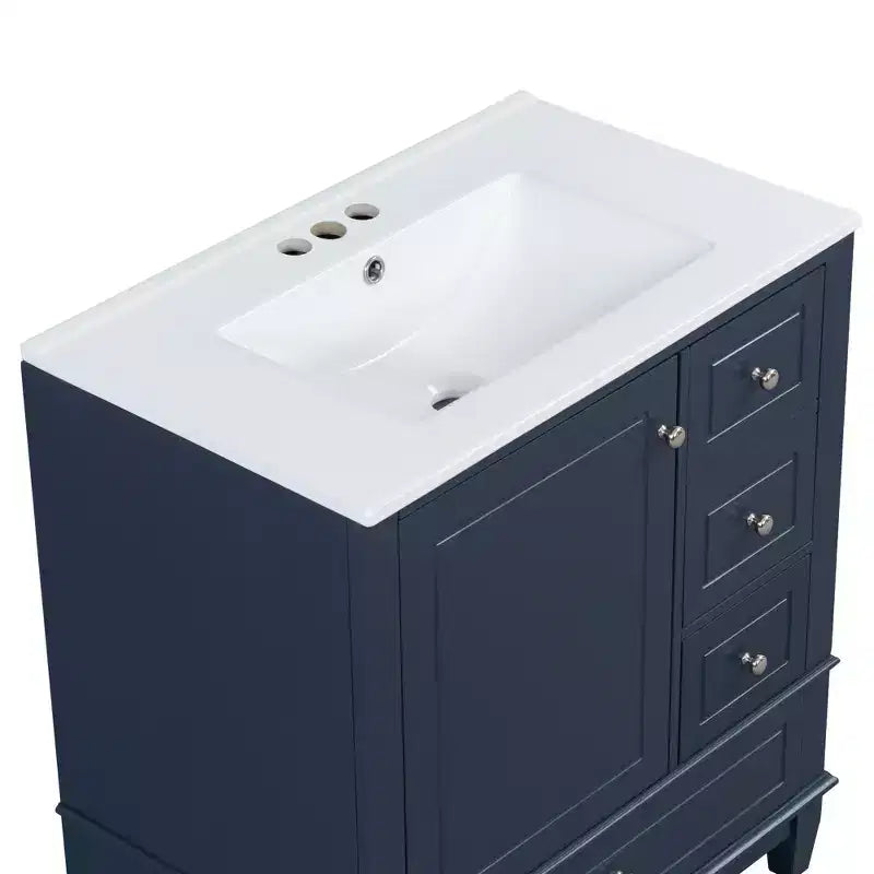 Mobile bagno 30 pollici con lavabo, Mobiletto contenitore da bagno con cassetti e ripiano, Mobile da bagno con lavabo singolo