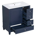 Mobile bagno 30 pollici con lavabo, Mobiletto contenitore da bagno con cassetti e ripiano, Mobile da bagno con lavabo singolo