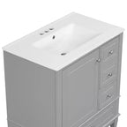 Mobile bagno 30 pollici con lavabo, Mobiletto contenitore da bagno con cassetti e ripiano, Mobile da bagno con lavabo singolo