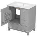 Mobile bagno 30 pollici con lavabo, Mobiletto contenitore da bagno con cassetti e ripiano, Mobile da bagno con lavabo singolo
