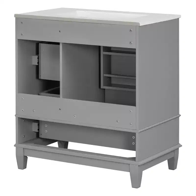 Mobile bagno 30 pollici con lavabo, Mobiletto contenitore da bagno con cassetti e ripiano, Mobile da bagno con lavabo singolo