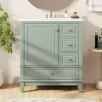 Mobile bagno 30 pollici con lavabo, Mobiletto contenitore da bagno con cassetti e ripiano, Mobile da bagno con lavabo singolo