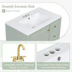 Mobile bagno 30 pollici con lavabo, Mobiletto contenitore da bagno con cassetti e ripiano, Mobile da bagno con lavabo singolo