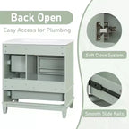 Mobile bagno 30 pollici con lavabo, Mobiletto contenitore da bagno con cassetti e ripiano, Mobile da bagno con lavabo singolo