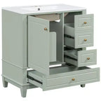 Mobile bagno 30 pollici con lavabo, Mobiletto contenitore da bagno con cassetti e ripiano, Mobile da bagno con lavabo singolo