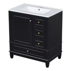 Mobile bagno 30 pollici con lavabo, Mobiletto contenitore da bagno con cassetti e ripiano, Mobile da bagno con lavabo singolo