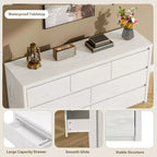 Cassettiera a 7 cassetti, Comodino da camera da letto in stile country, Design vintage, Adatto per camera da letto, soggiorno, corridoio, Bianco