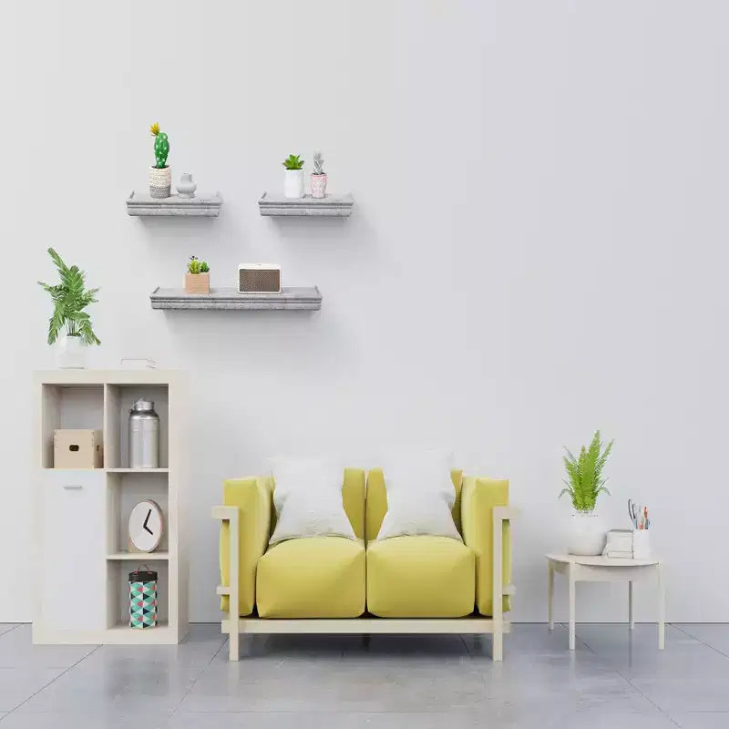 Mensola galleggiante grigia da 23,6 pollici con staffa invisibile per montaggio a parete in legno, perfetta per l'arredamento di bagno/camera da letto/cucina o per esporre libri/piante, facile da installare.